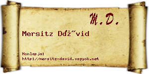 Mersitz Dávid névjegykártya